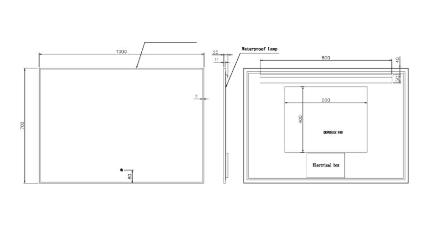 Купить купить зеркалос подсветкой с сенсорным выключателем и подогревом, armadi art modern, черный арт. 543-100-b