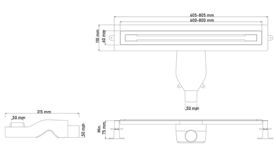 Купить купить душевой лоток с решеткой, armadi art premium trendy, оружейная сталь арт. 983-80-gm