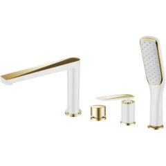 Смеситель на борт ванны, Boheme Venturo, белый, золото арт. 380-W
