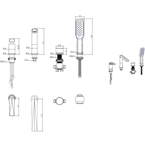 Купить купить смеситель на борт ванны, boheme venturo, белый, золото арт. 380-w