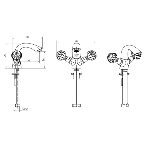 Купить купить смеситель для раковины, boheme brillante, хром арт. 351