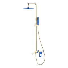 Душевая система Синяя, Boheme Q, золото, синий арт. 148-GUW
