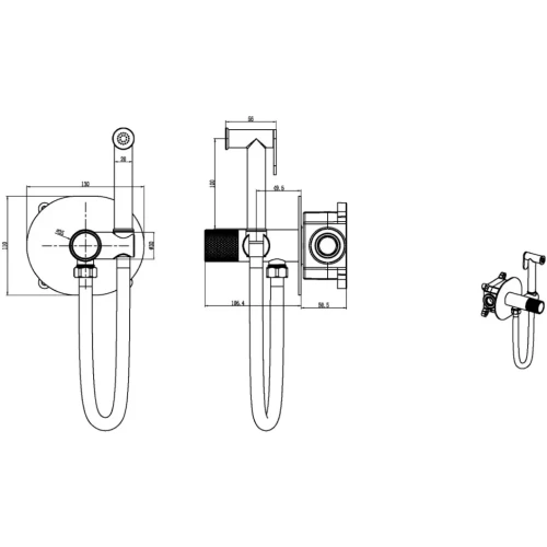 Купить купить гигиенический душ со смесителем, boheme tech, золото арт. 157-g