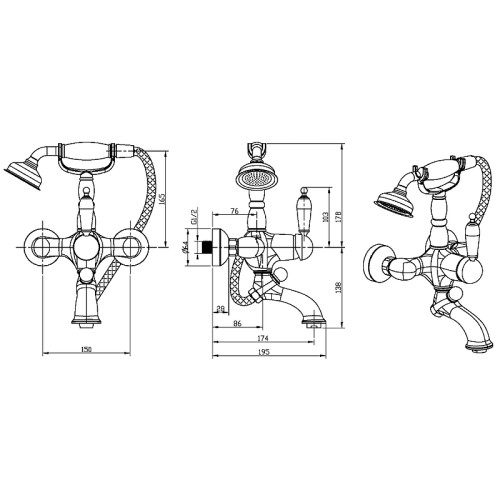 Купить купить смеситель для ванны, boheme medici, бронза арт. 303-sw