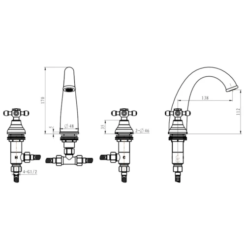 Купить купить смеситель для раковины, boheme royal cristal, хром арт. 277-royal/crst black