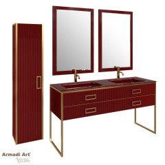 Шкаф пенал, подвесной, Armadi Art Monaco, бордо, золото арт. 868-RG