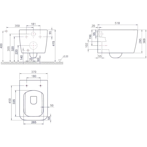 Купить купить унитаз подвесной без сиденья, boheme zen, белый арт. 967-w