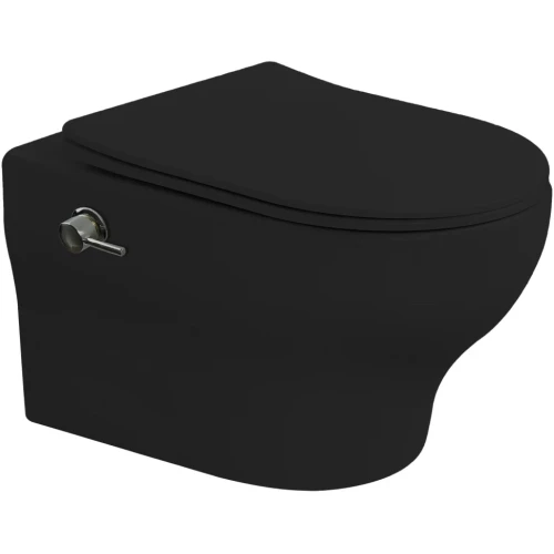 Купить купить унитаз подвесной с функцией биде, черный матовый c крышкой, boheme fiore арт. 978-set-2-b