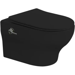 Унитаз подвесной с функцией биде, черный матовый c крышкой, Boheme FIORE арт. 978-SET-2-B