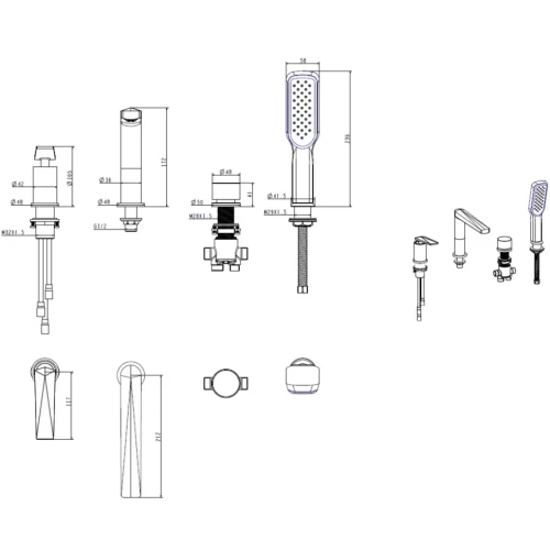 Купить купить смеситель на борт ванны, boheme venturo, черный, хром арт. 370-b