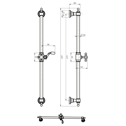 Купить купить душевая штанга, boheme medici, бронза арт. 416