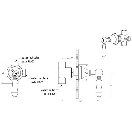 Купить купить переключатель потоков, boheme imperiale, золото арт. 623-sw