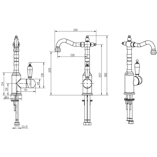 Купить купить смеситель для раковины, boheme provanse ripresa, бронза арт. 362