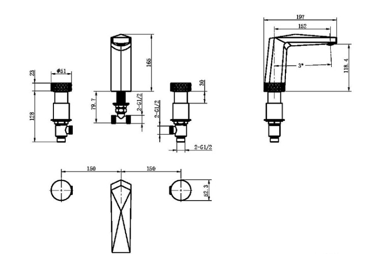 Купить купить смеситель для раковины, boheme venturo, оружейная сталь арт. 150-sgm-diamond