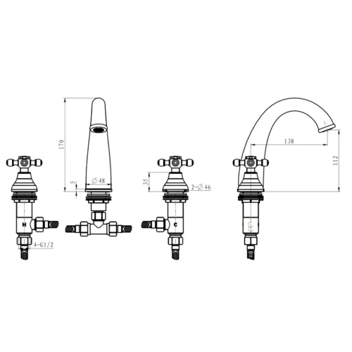 Купить купить смеситель для раковины, boheme camelia, золото арт. 297-camelia