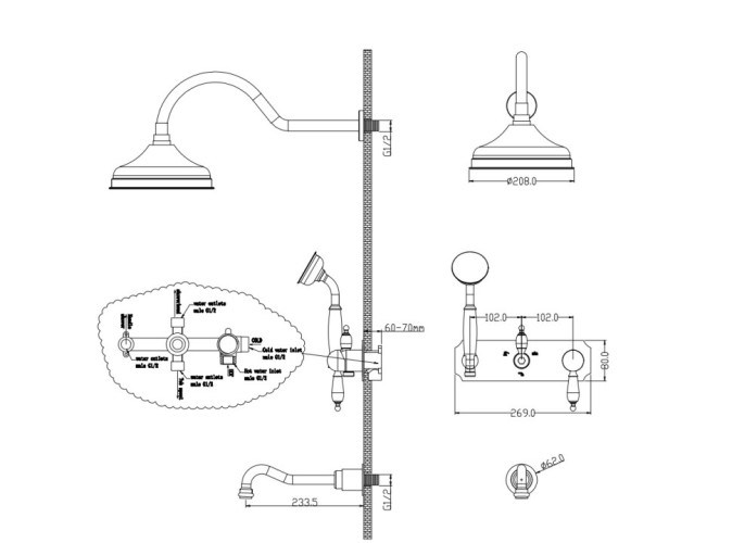 Купить купить смеситель для ванны, встроенный c черной керамикой, boheme tradizionale cromo арт. 268-blc