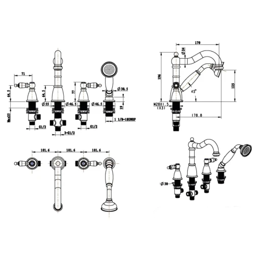 Купить купить смеситель на борт ванны, boheme camelia, хром арт. 396-camelia