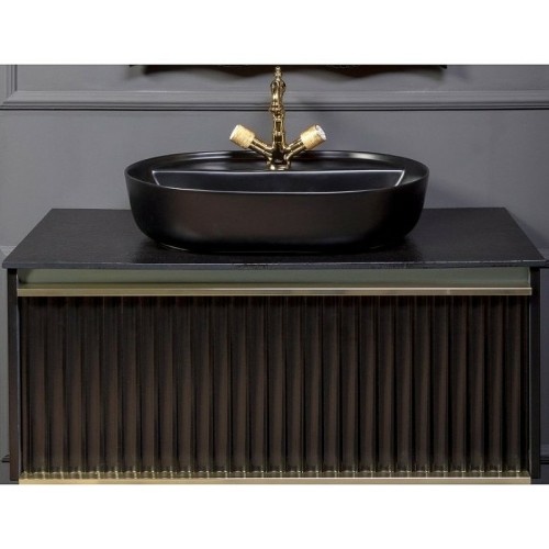 Купить купить тумба под раковину avangarde подвесная, armadi art vallessi, черный, золото арт. 843-080-bg