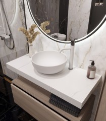 Столешница под раковину, Armadi Art Flat, белый мрамор арт. 869-100-CLCT