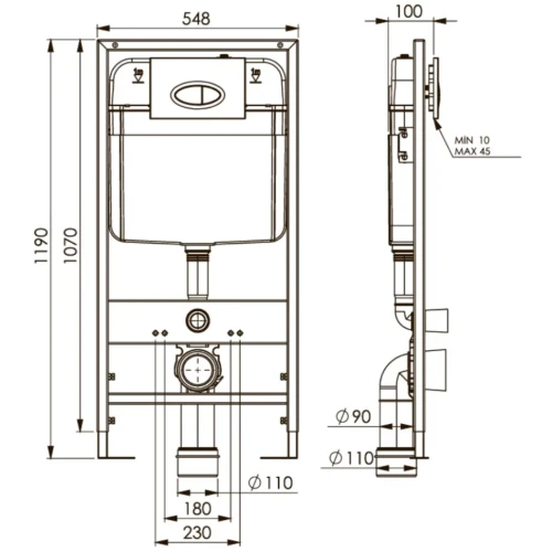 Купить купить инсталляция для унитаза без клавиши смыва, boheme, черный арт. 666