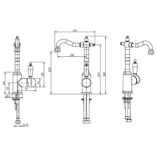 Купить купить смеситель для раковины, boheme medici, бронза арт. 302