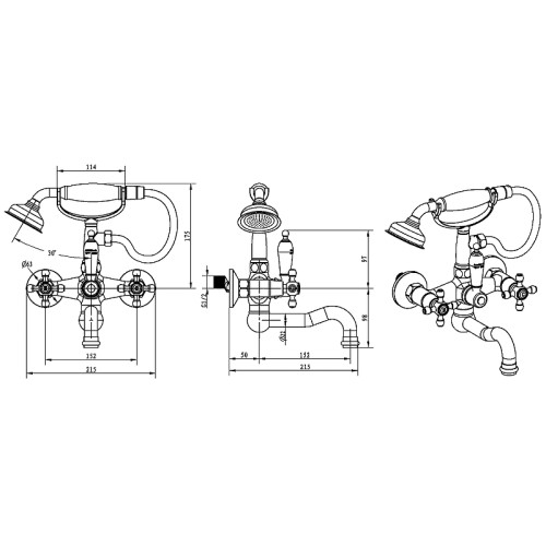 Купить купить смеситель для ванны, boheme royal cristal, хром арт. 273-royal/crst