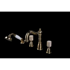 Смеситель на борт ванны, Boheme Royal Cristal, золото арт. 395-Royal/CRST black