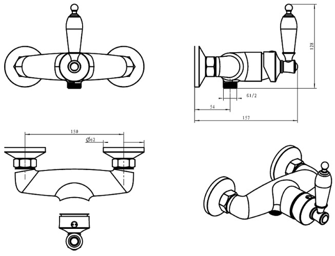 Купить купить смеситель для душа, boheme vogue, золото арт. 214-sw