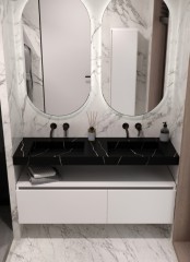 Раковина двойная, Armadi Art Flat, черный мрамор арт. 859-140-NM