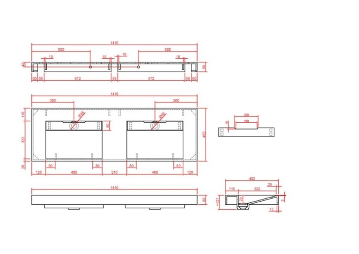 Купить купить раковина двойная, armadi art flat, черный мрамор арт. 859-140-nm