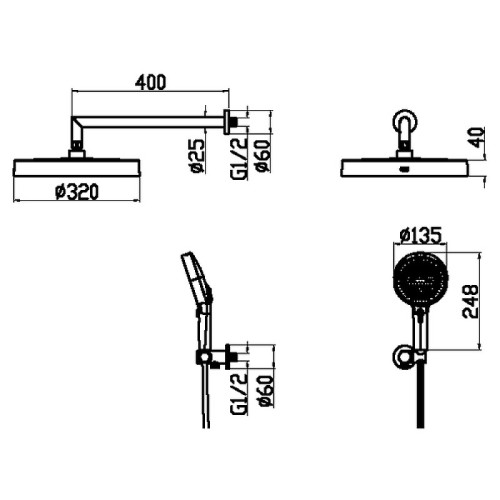 Купить купить комплект верхнего и ручного душа, boheme cell, хром арт. 427-cr