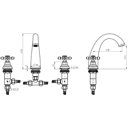 Купить купить смеситель для раковины, boheme medici, бронза арт. 317-sw