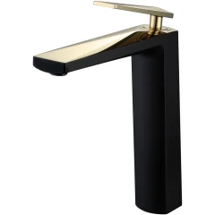 Смеситель для раковины, Boheme Venturo, черный, золото арт. 382-b