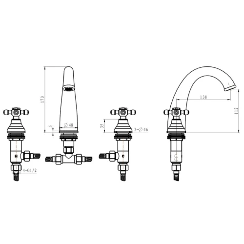 Купить купить смеситель для раковины, boheme royal cristal, хром арт. 277-royal/crst
