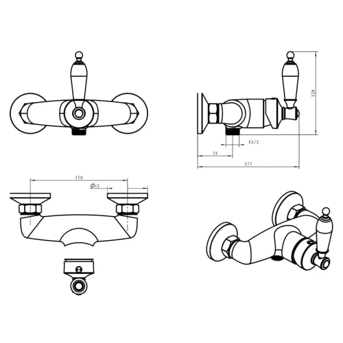 Купить купить смеситель для душа, boheme vogue, хром арт. 224-crst
