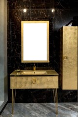 Тумба под раковину, подвесная, Armadi Art Lucido, поталь арт. 770-080-Foil